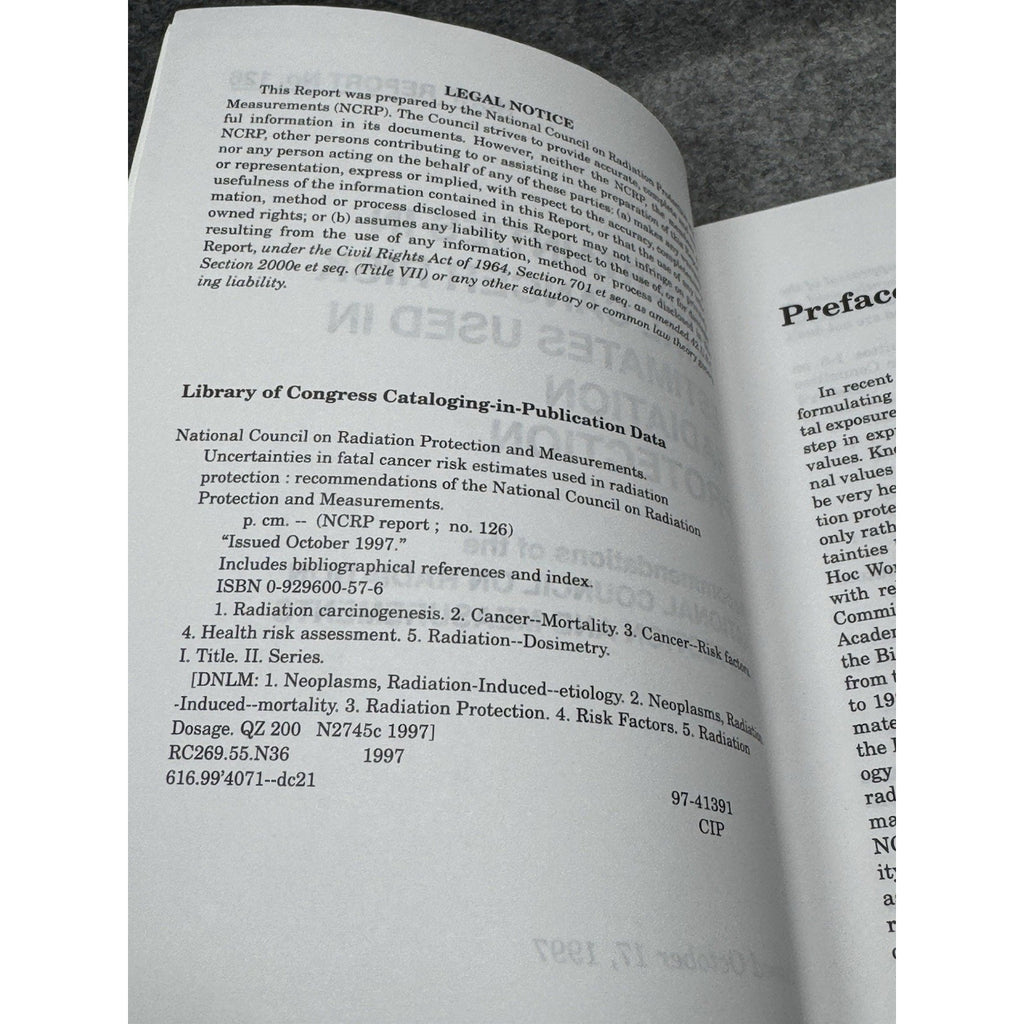 NCRP Report 126 Fatal Cancer Risk Estimates Radiation Protection Dosimetry