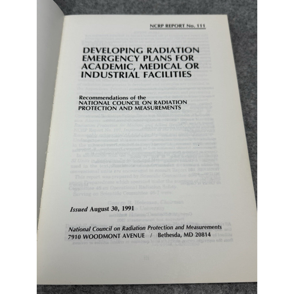 NCRP Report 111 Radiation Emergency Plans Medical Industrial Facilities