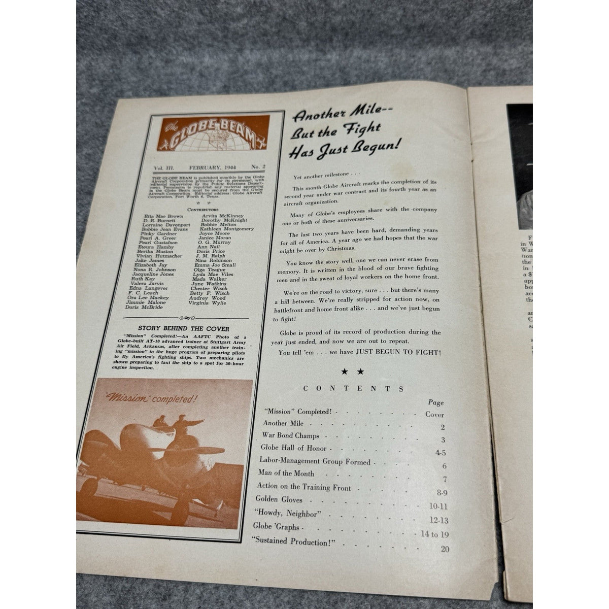 1944 Globe Beam February WWII Aircraft Magazine AT-10 Fort Worth Golden Gloves