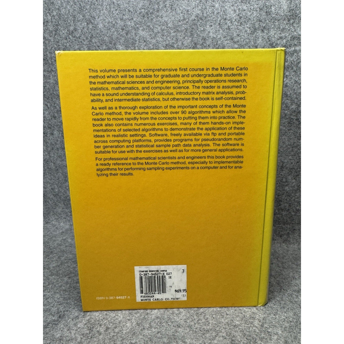 1996 Monte Carlo Fishman First Edition Algorithms Applications Hardcover