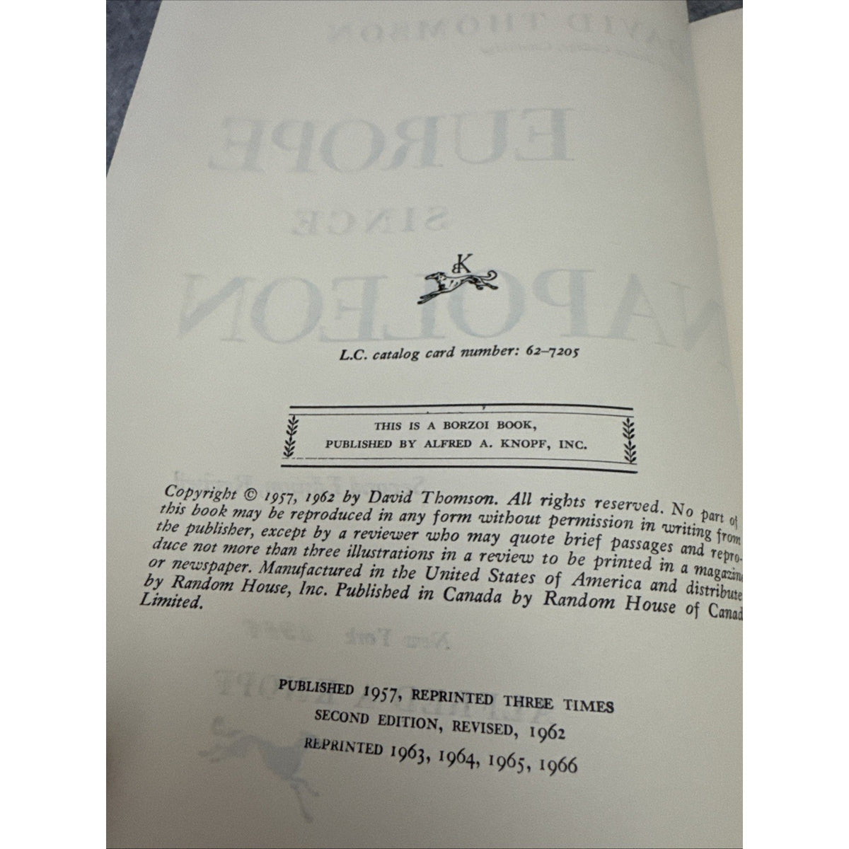 Europe Since Napoleon by David Thomson - 1966 HC