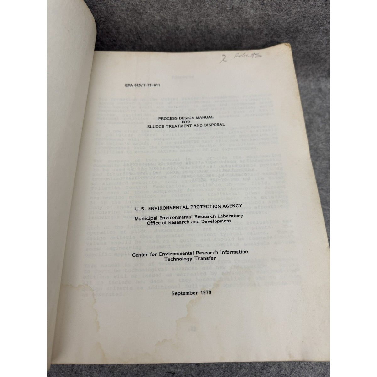 EPA Process Design Manual Sludge Treatment and Disposal 1979 PB Sept 1979