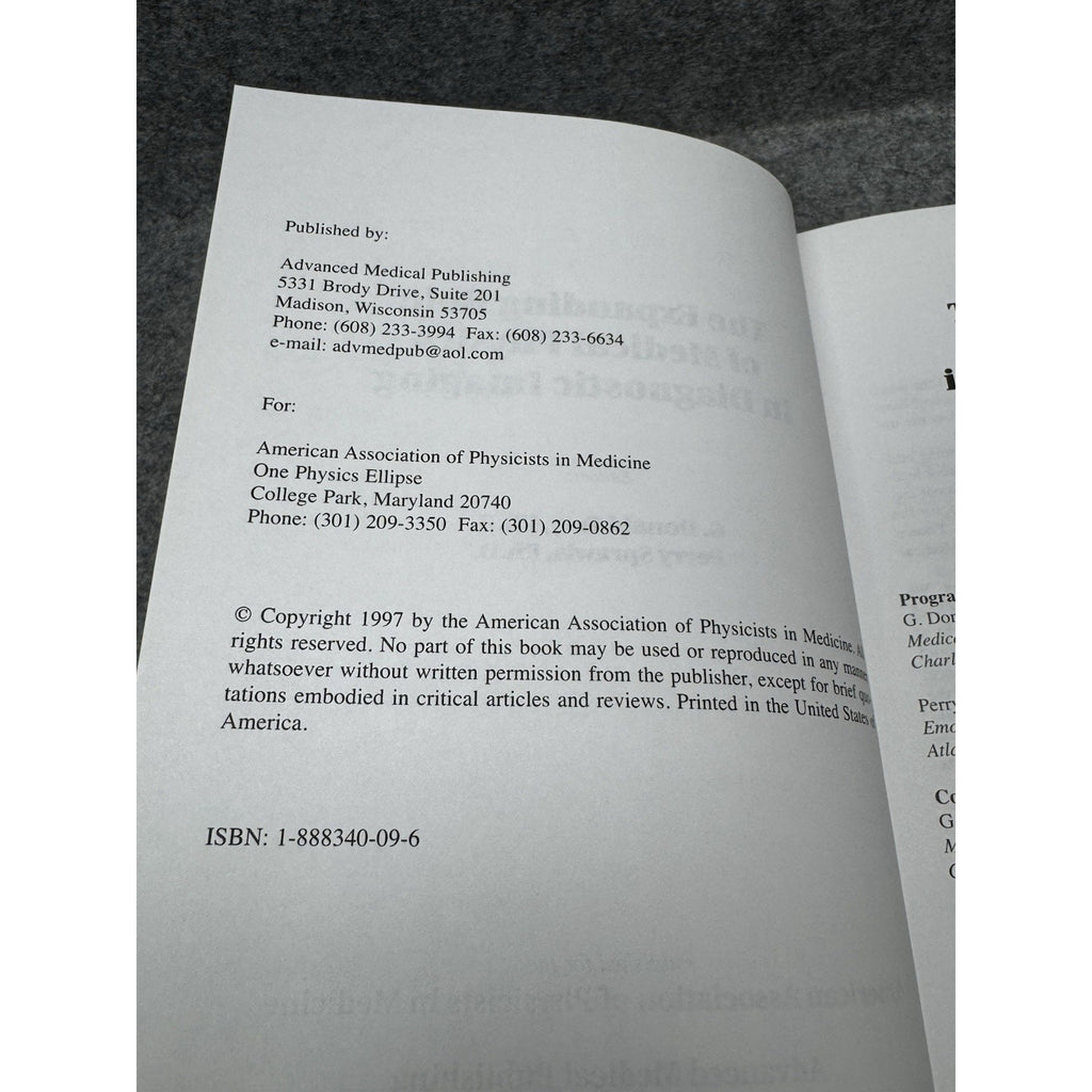 Expanding Role of Medical Physics Diagnostic Imaging Frey Sprawls 1997 HC