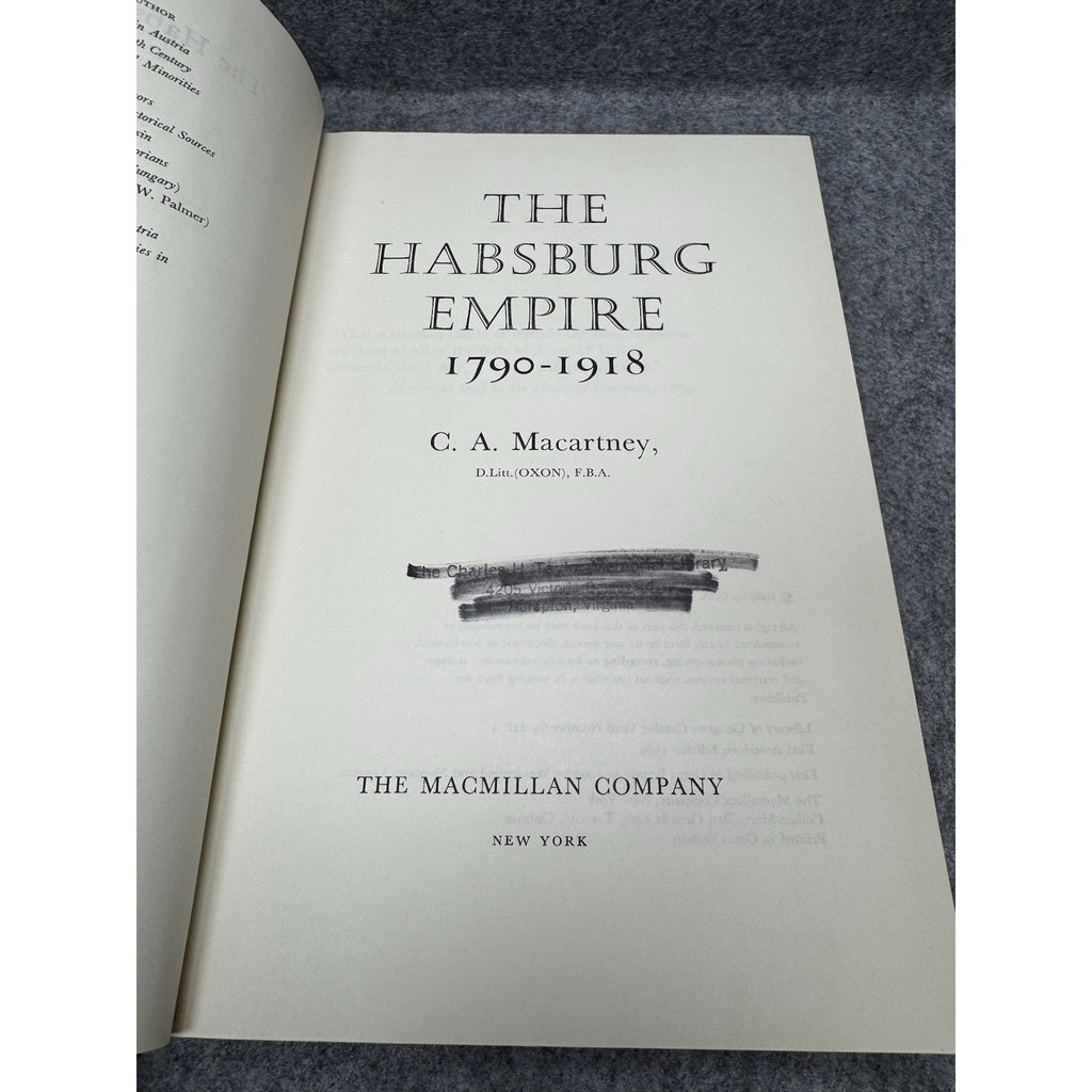 The Habsburg Empire 1790-1918 Macartney 1969 1st American HC DJ