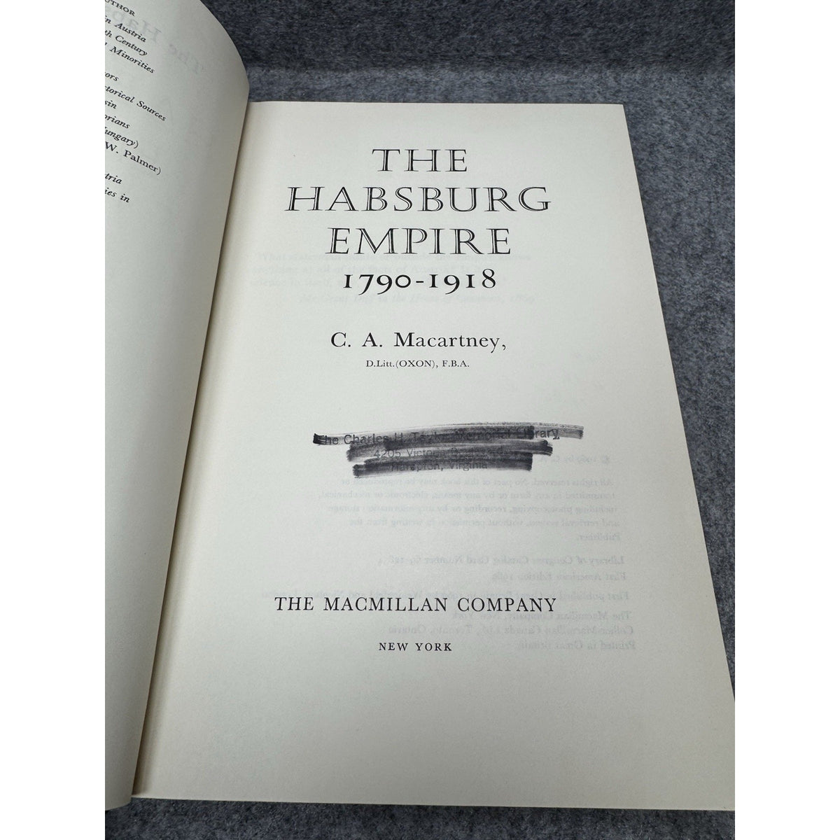 The Habsburg Empire 1790-1918 Macartney 1969 1st American HC DJ