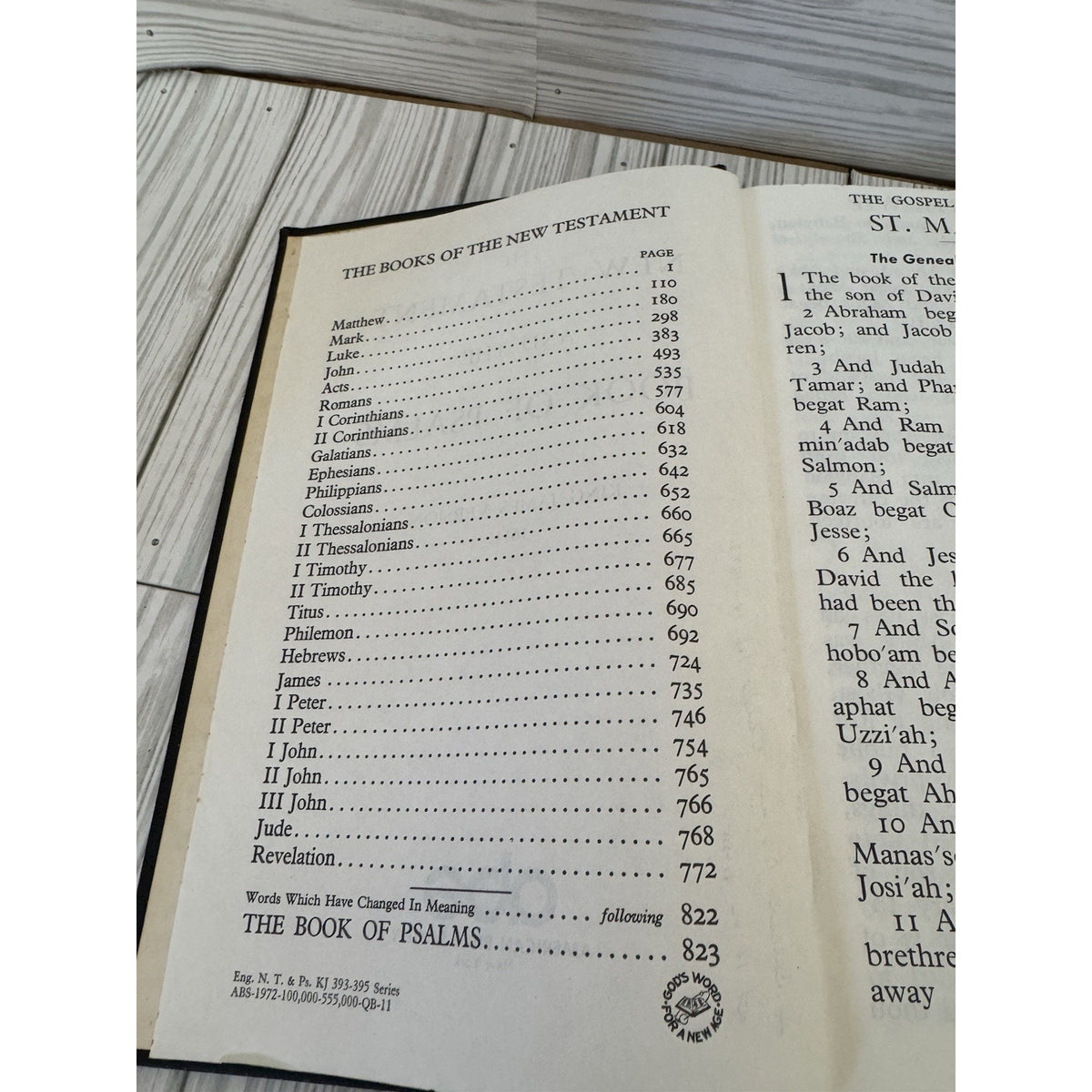 Vintage KJV New Testament & Psalms Large Print ABS Bible Black HC