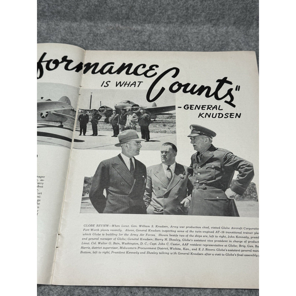 1943 Globe Beam Aircraft Magazine WWII Fort Worth Texas Knudsen May Aviation.