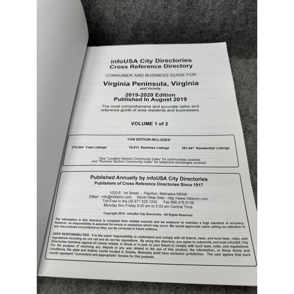 Virginia Peninsula Reverse Phone Directory 2 Volume Set Residents Businesses
