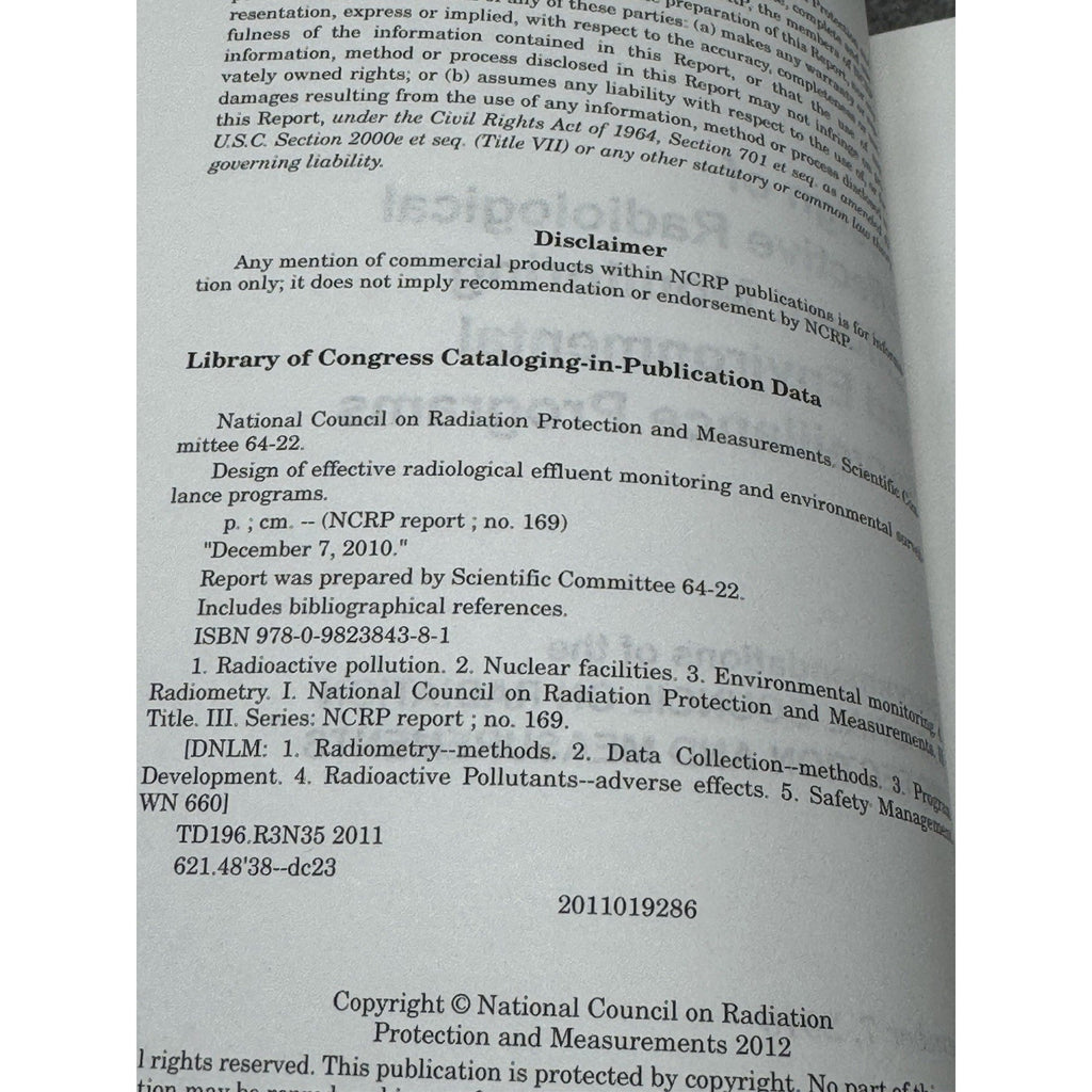 NCRP Report 169 Radiological Effluent Monitoring Environmental Surveillance
