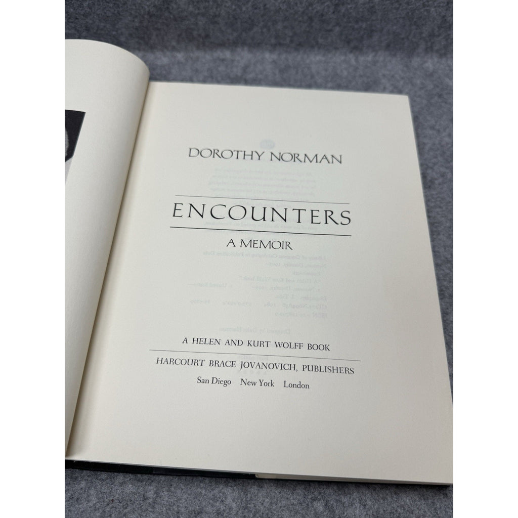 Encounters A Memoir Dorothy Norman 1987 First Edition HC Alfred Stieglitz