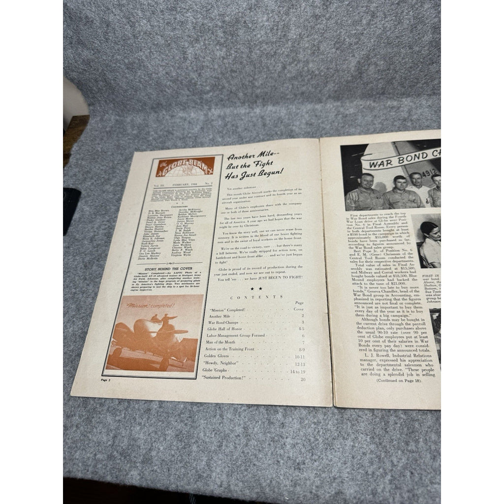 1944 Globe Beam February WWII Aircraft Magazine AT-10 Fort Worth Golden Gloves