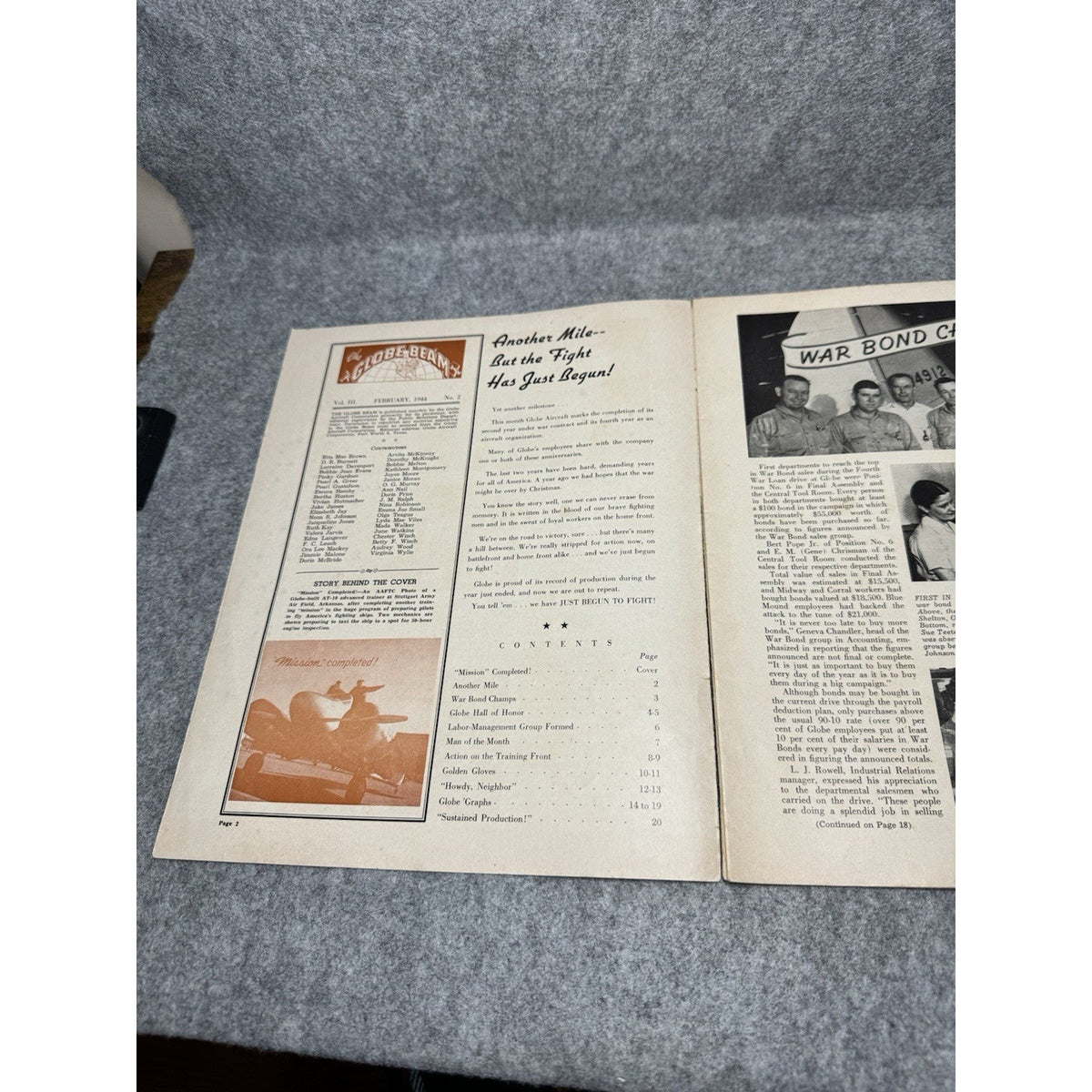 1944 Globe Beam February WWII Aircraft Magazine AT-10 Fort Worth Golden Gloves