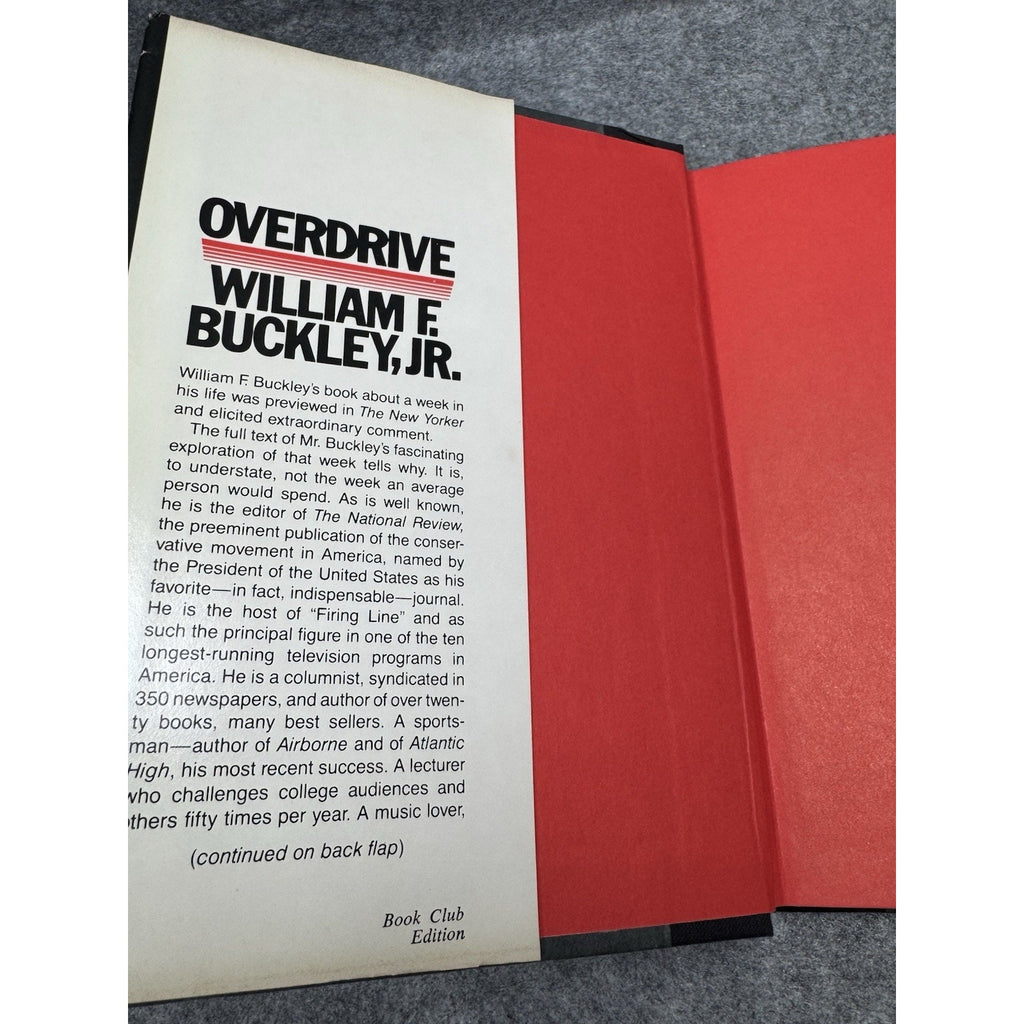 Overdrive William F Buckley Jr 1983 Book Club HC DJ Political Memoir Photos