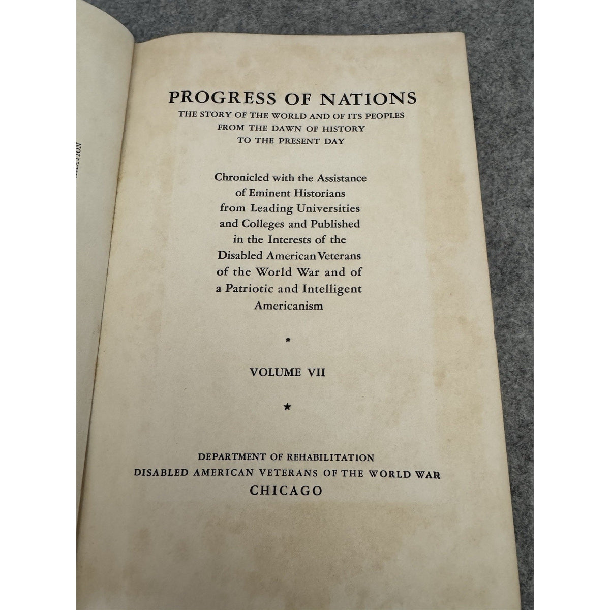 1937 Progress of Nations Vol 7 History of Early America WWII Era Hardcover