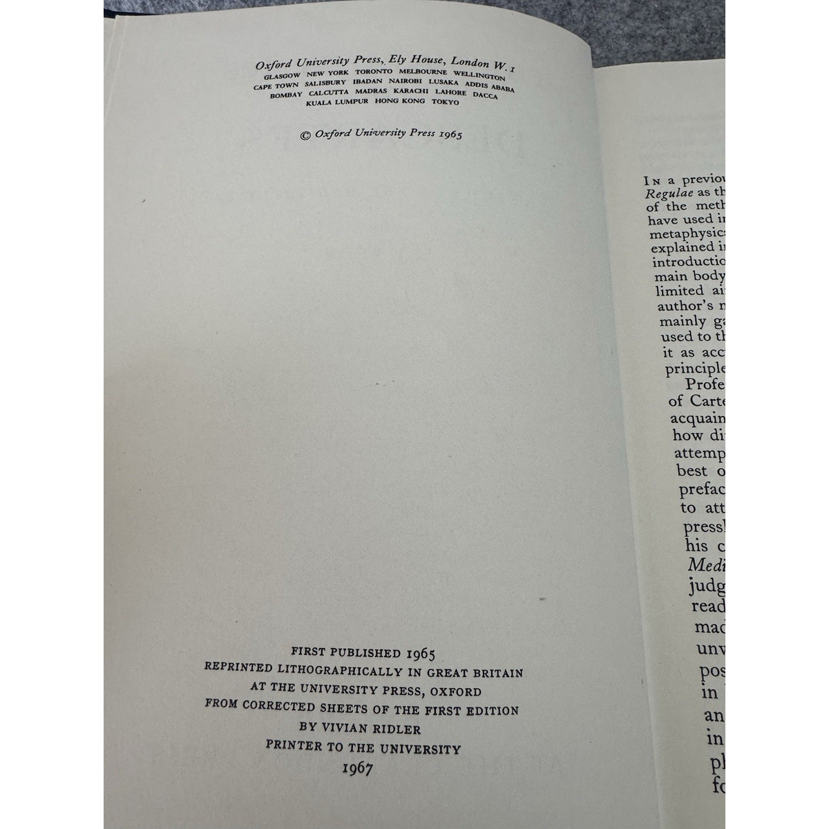 Metaphysics of Descartes L J Beck 1967 HC Oxford Philosophy