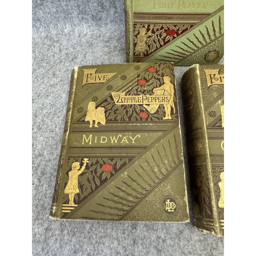 3 Antique Five Little Peppers Books Margaret Sidney 1890s Decorative HC Lot