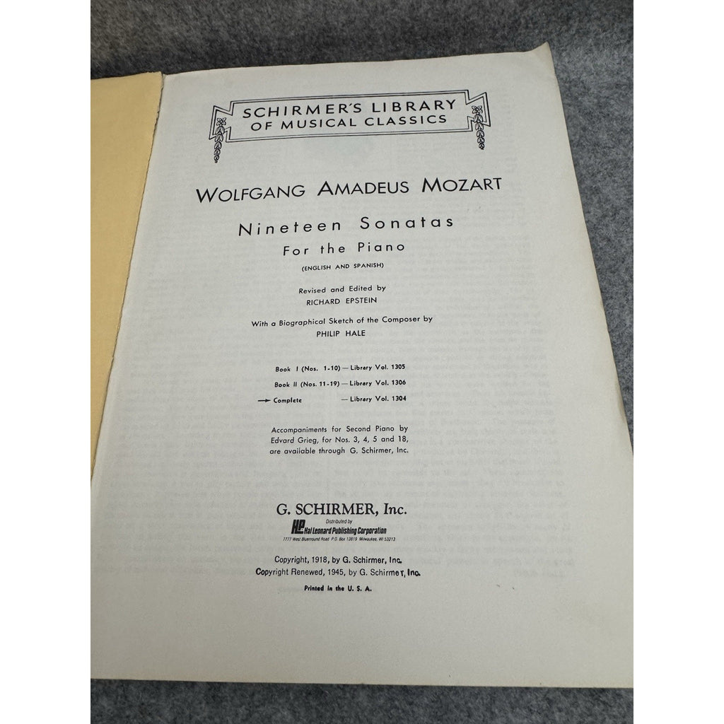 Mozart - 19 Sonatas Complete | Piano Solo Sheet Music | Schirmer’s Library...