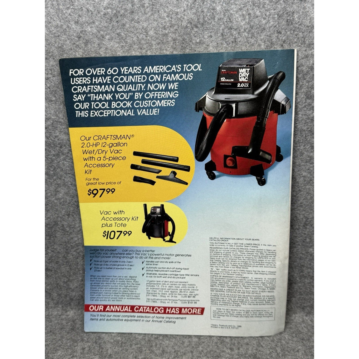 1988 Sears Craftsman Power & Hand Tools Catalog Vintage Specialog