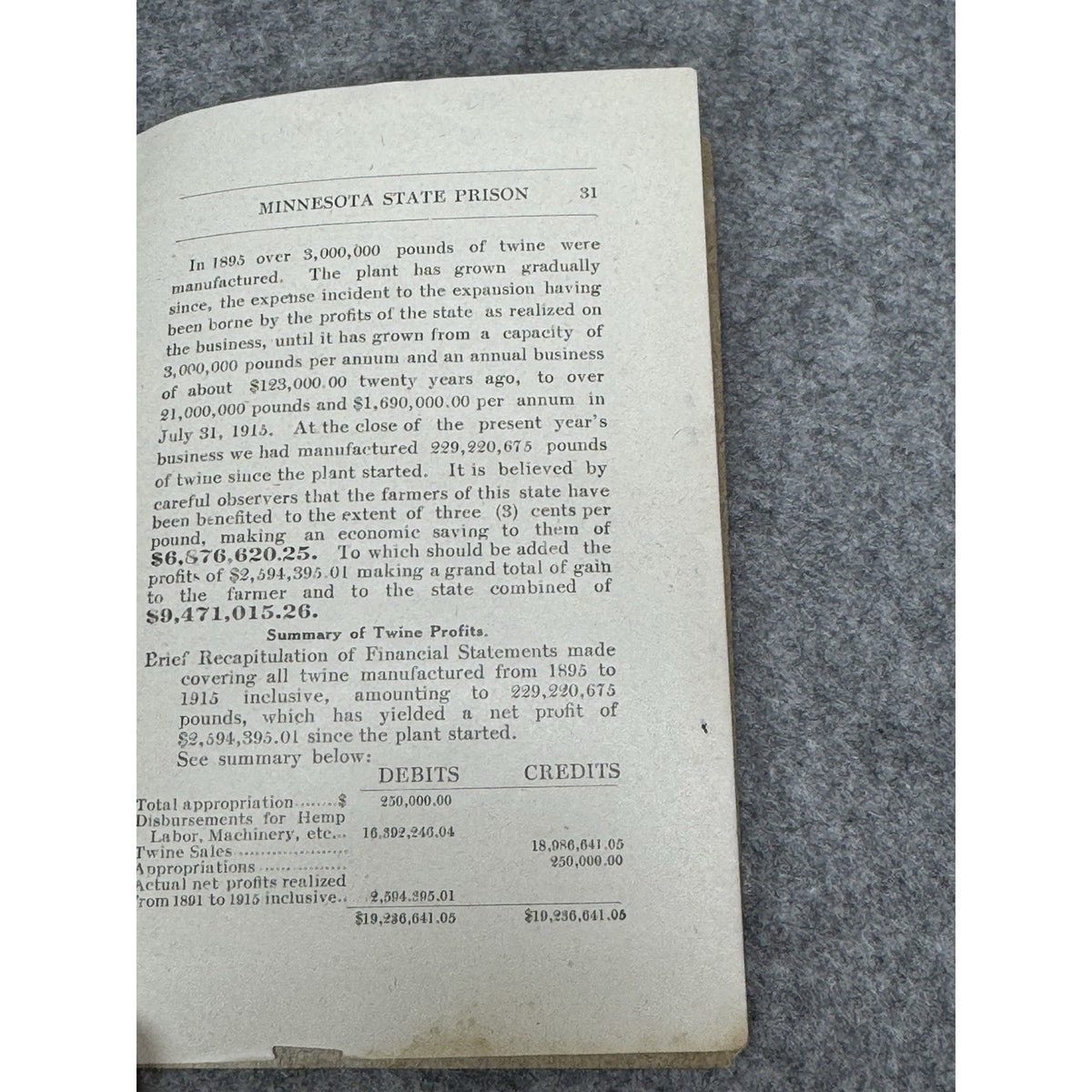 1915 Minnesota State Prison Handbook Stillwater Convict Labor Foldout Maps