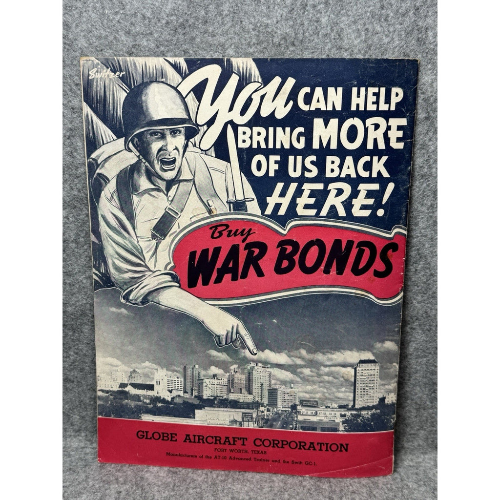 1943 Globe Beam August WWII Aircraft Magazine Fort Worth War Bonds Army Police