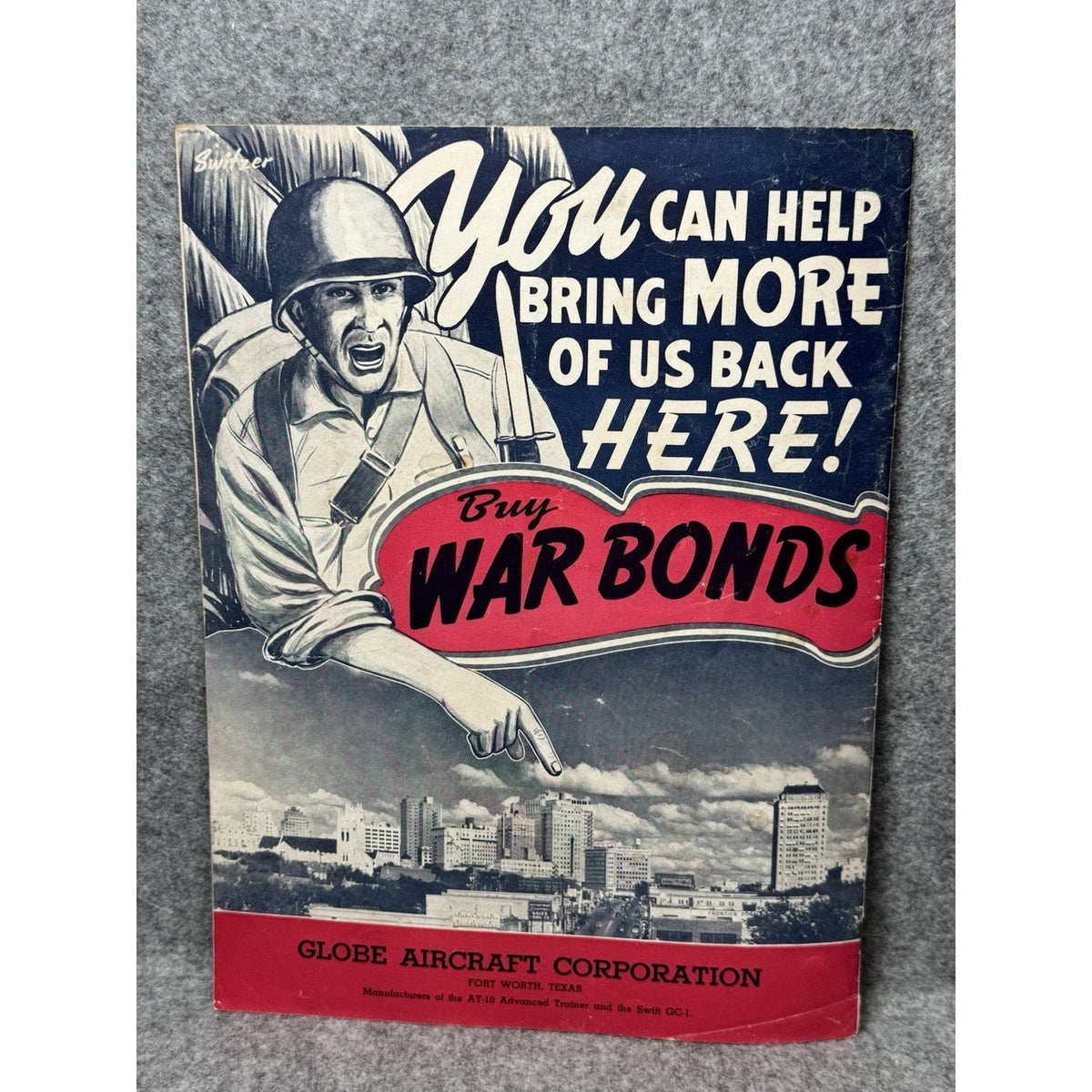 1943 Globe Beam August WWII Aircraft Magazine Fort Worth War Bonds Army Police
