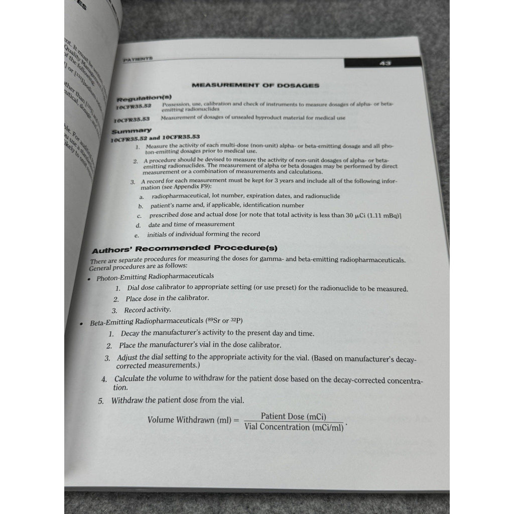 Scarce Nuclear Medicine NRC Regulations Compliance Radiation Safety Handbook