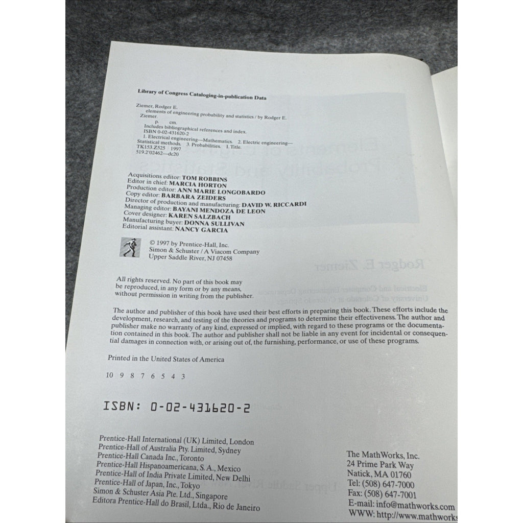 Elements of Engineering Probability and Statistics by Ziemer, Rodger E.