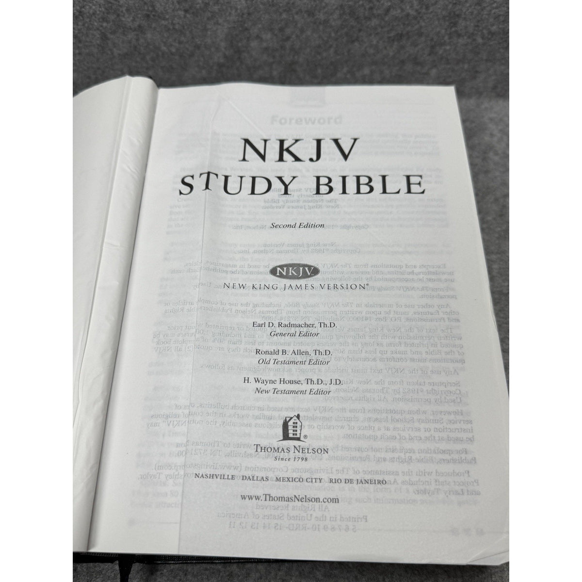 2012 NKJV Study Bible 2nd Edition Large Print Thomas Nelson Black Hardcover