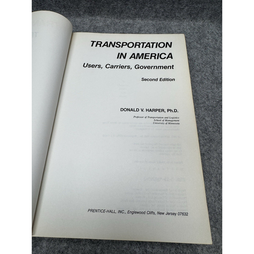 1982 Transportation in America Donald V Harper 2nd Ed Hardcover 1st Printing