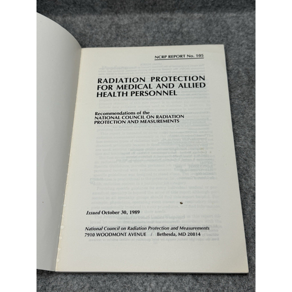 Radiation Protection Medical Personnel NCRP Report 105 Nuclear Safety Guide