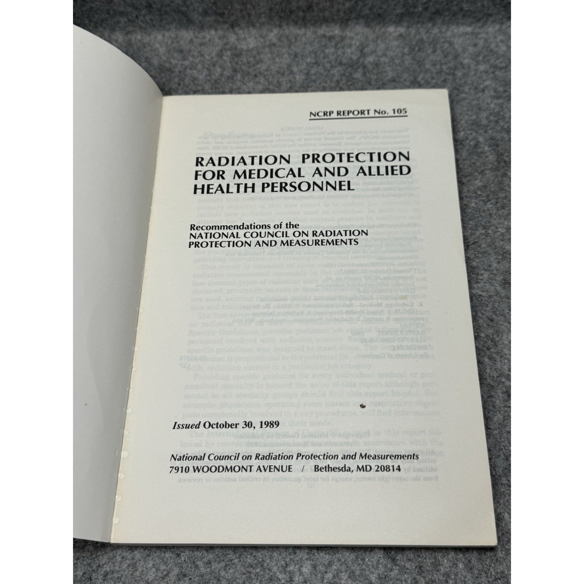 Radiation Protection Medical Personnel NCRP Report 105 Nuclear Safety Guide