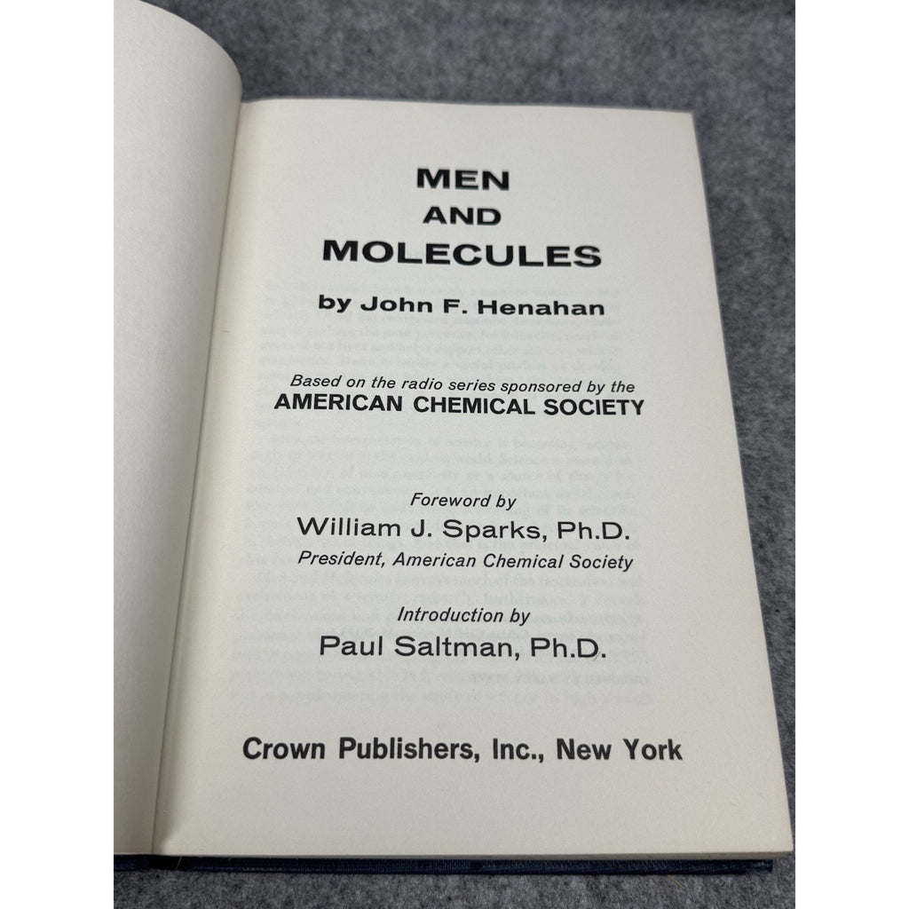 Men and Molecules John F Henahan 1966 American Chemical Society Chemistry HC