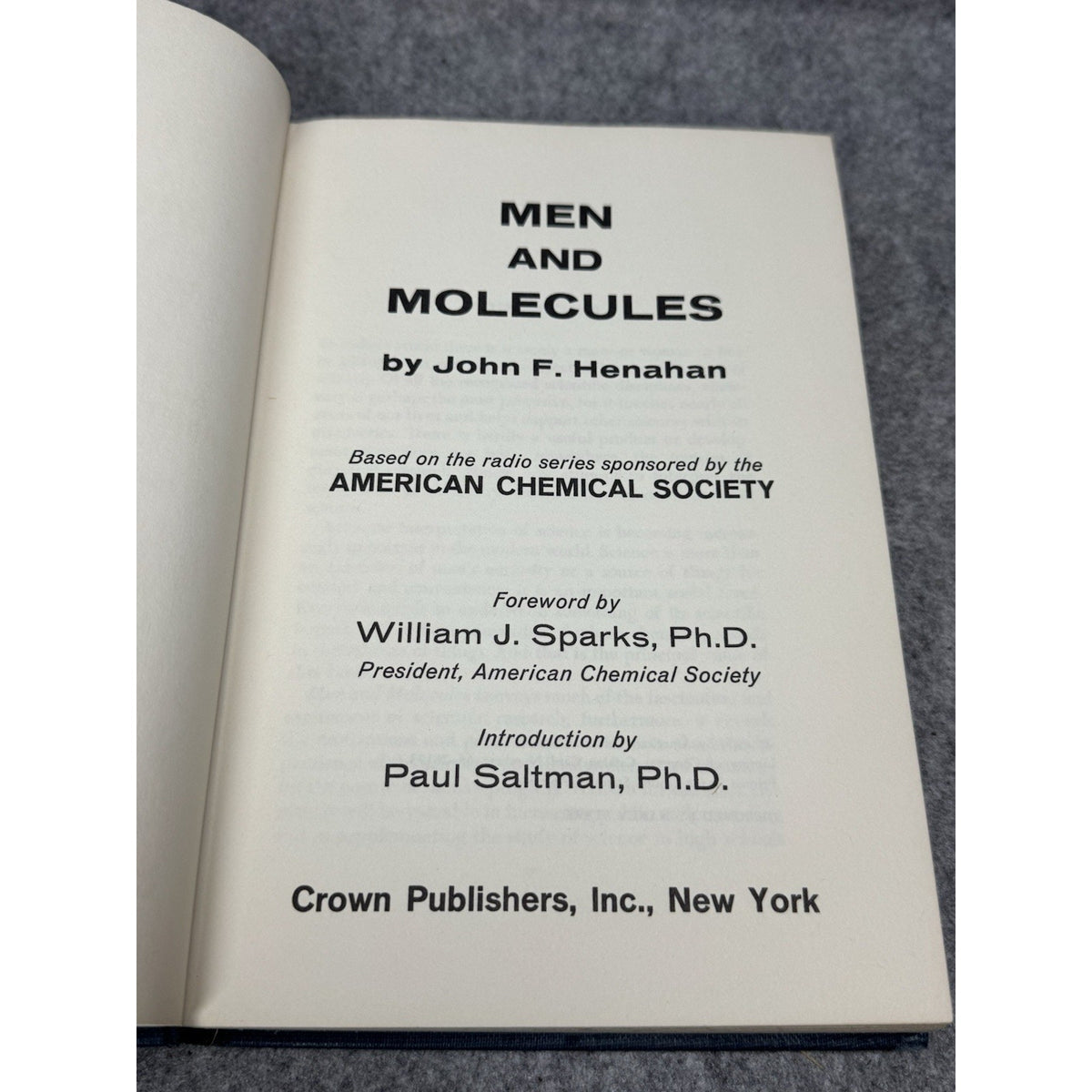 Men and Molecules John F Henahan 1966 American Chemical Society Chemistry HC