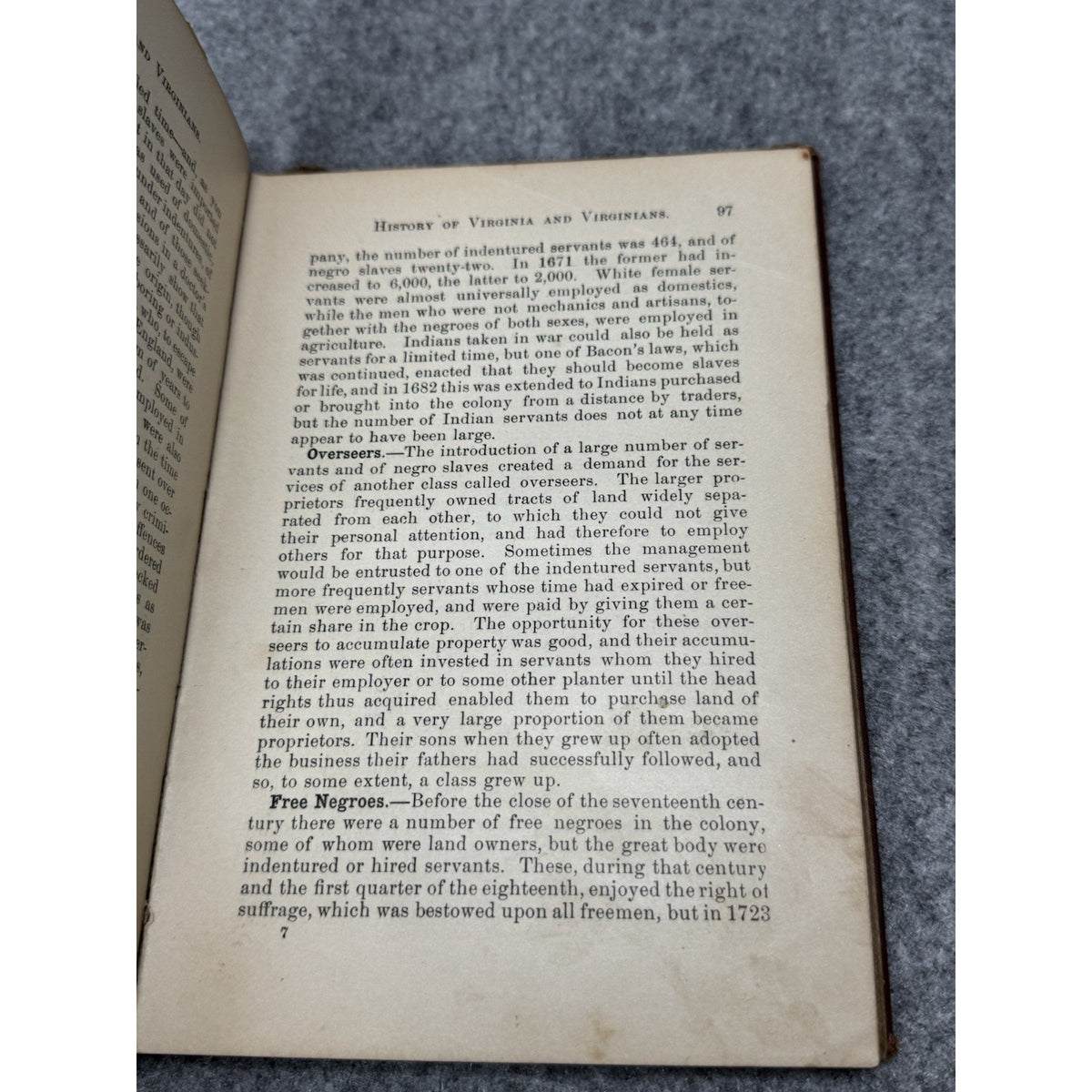 1896 Young People’s History of Virginia Virginians Dabney Maury Antique Book