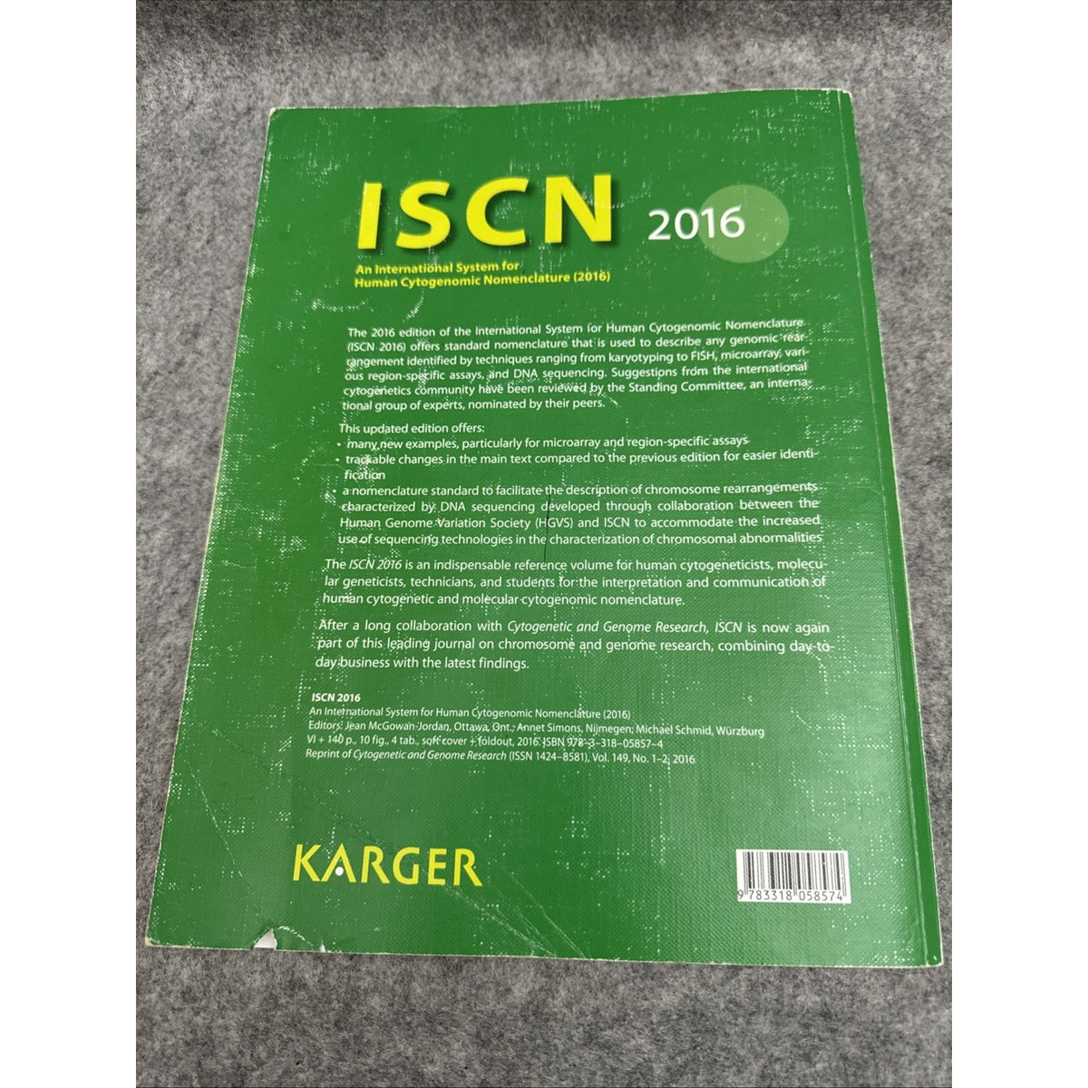 Iscn 2016 : An International System for Human Cytogenomic Nomenclature...