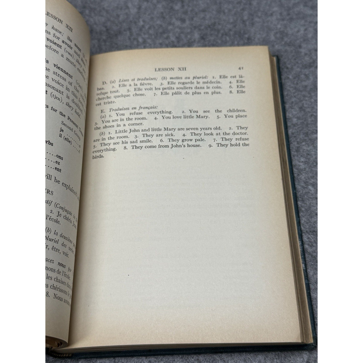 1925 Beginner’s French Francois Crosse Antique Language Textbook Hardcover