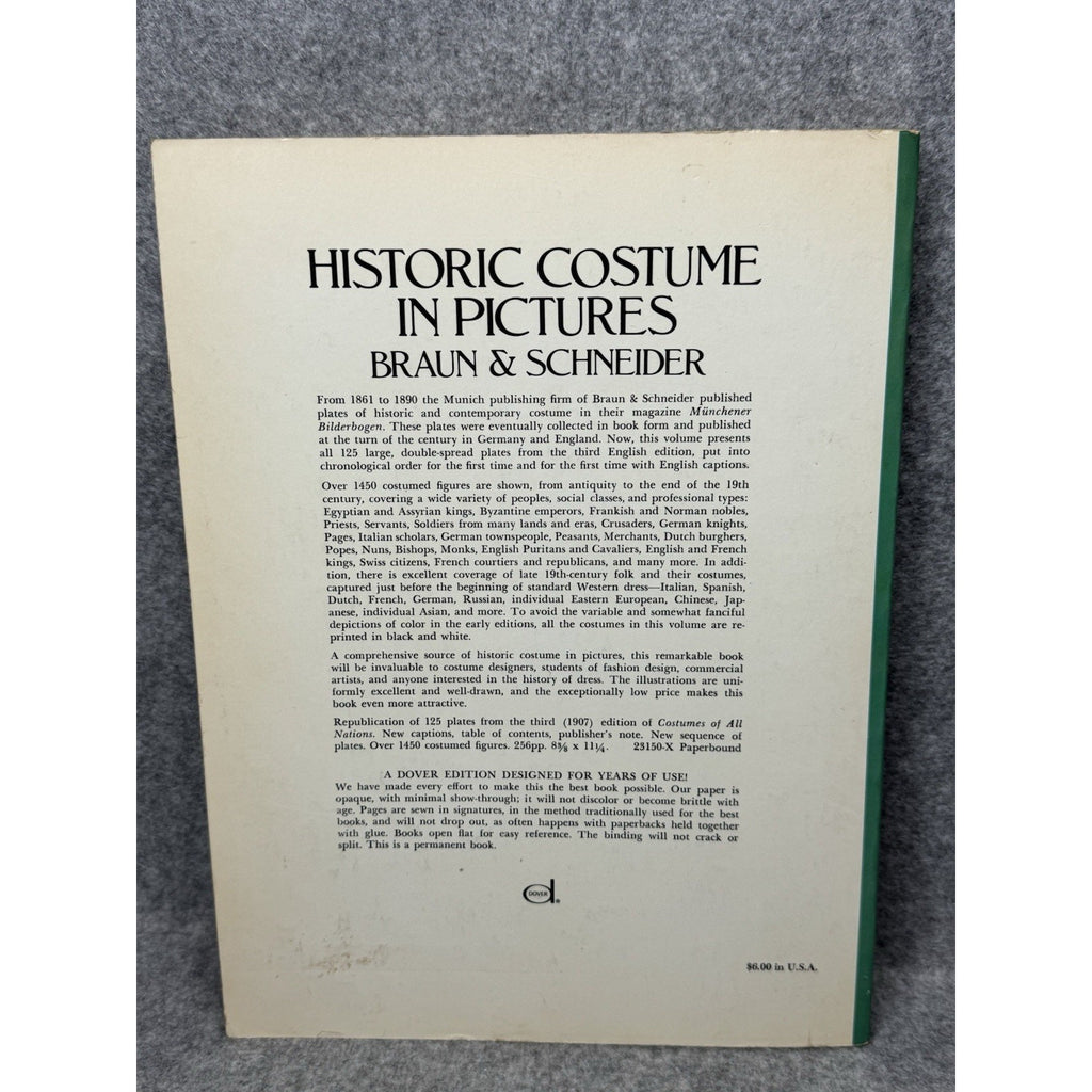 Historic Costume in Pictures 1975 Braun Schneider Studio Copy 125 Plates