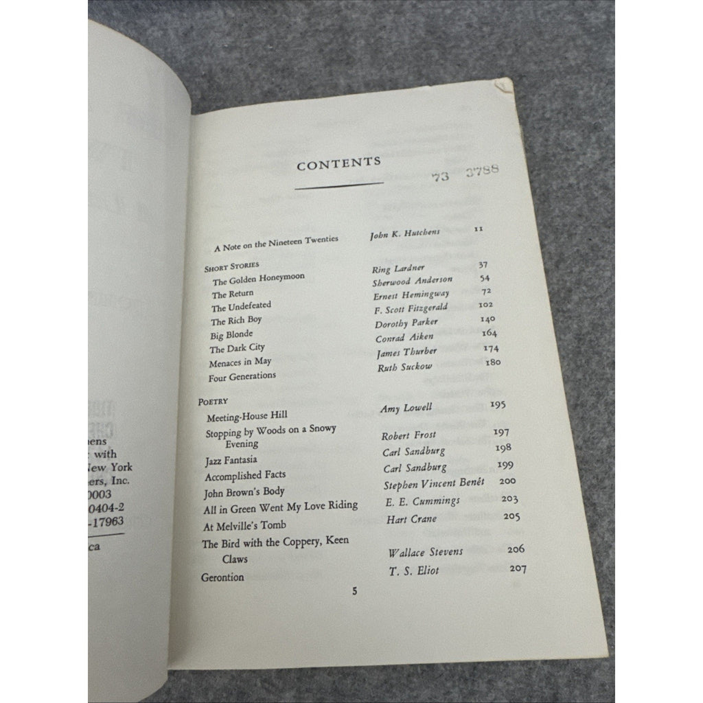 The American Twenties: A Literary Panorama by John K. Hutchens 1972 HC
