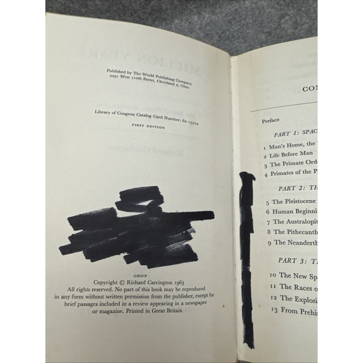 a million years a man carrington 1963 first edition HCDJ
