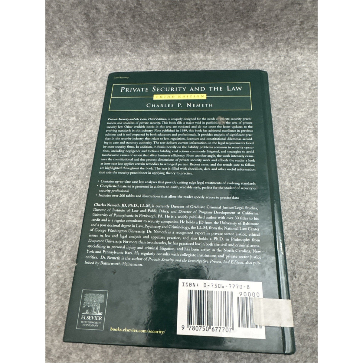 Private Security and the Law by Charles Nemeth (2004, Hardcover)