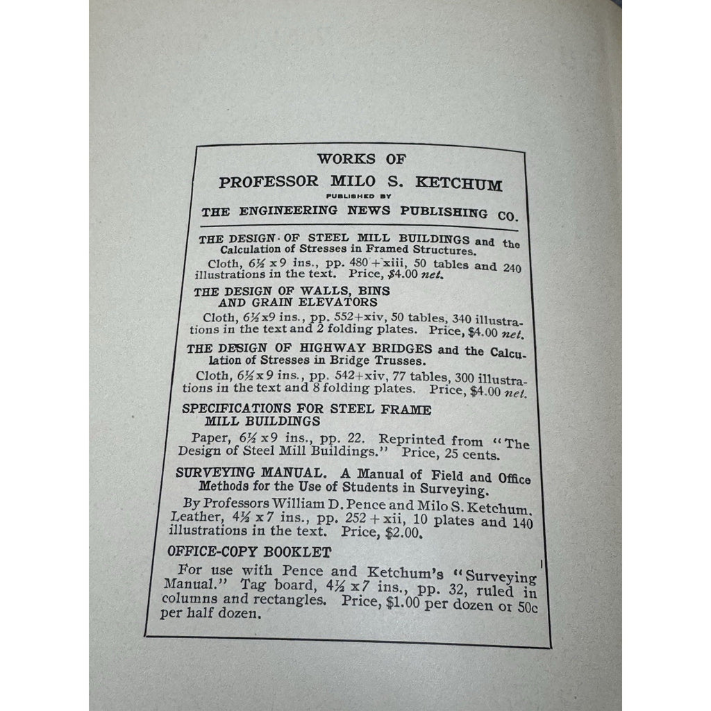 1911 Rare Walls Bins & Grain Elevators Milo Ketchum 2nd Ed Engineering HC