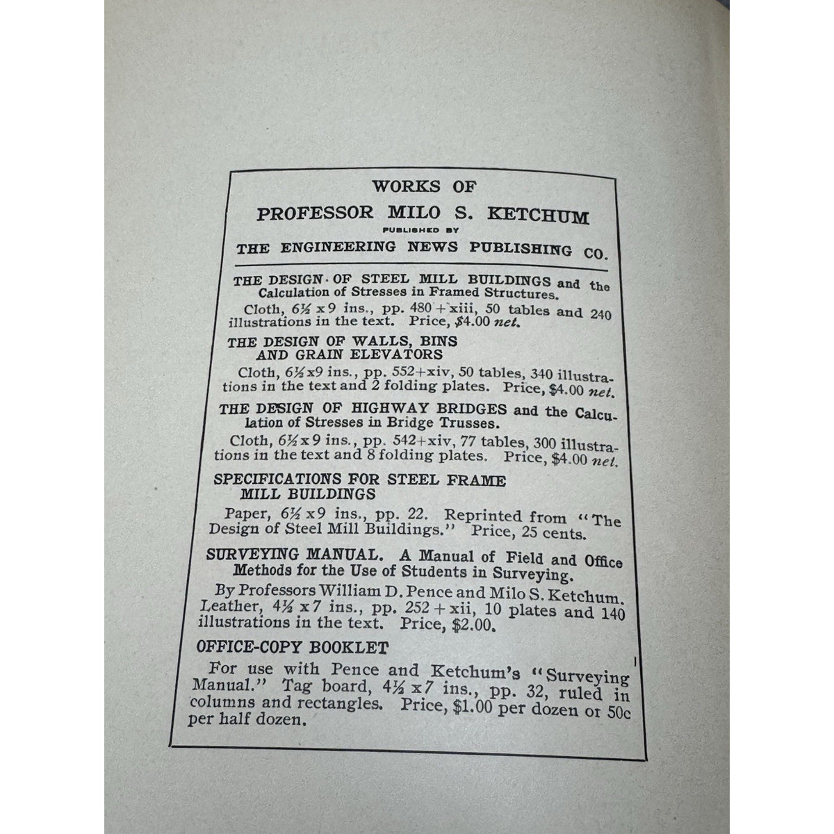 1911 Rare Walls Bins & Grain Elevators Milo Ketchum 2nd Ed Engineering HC