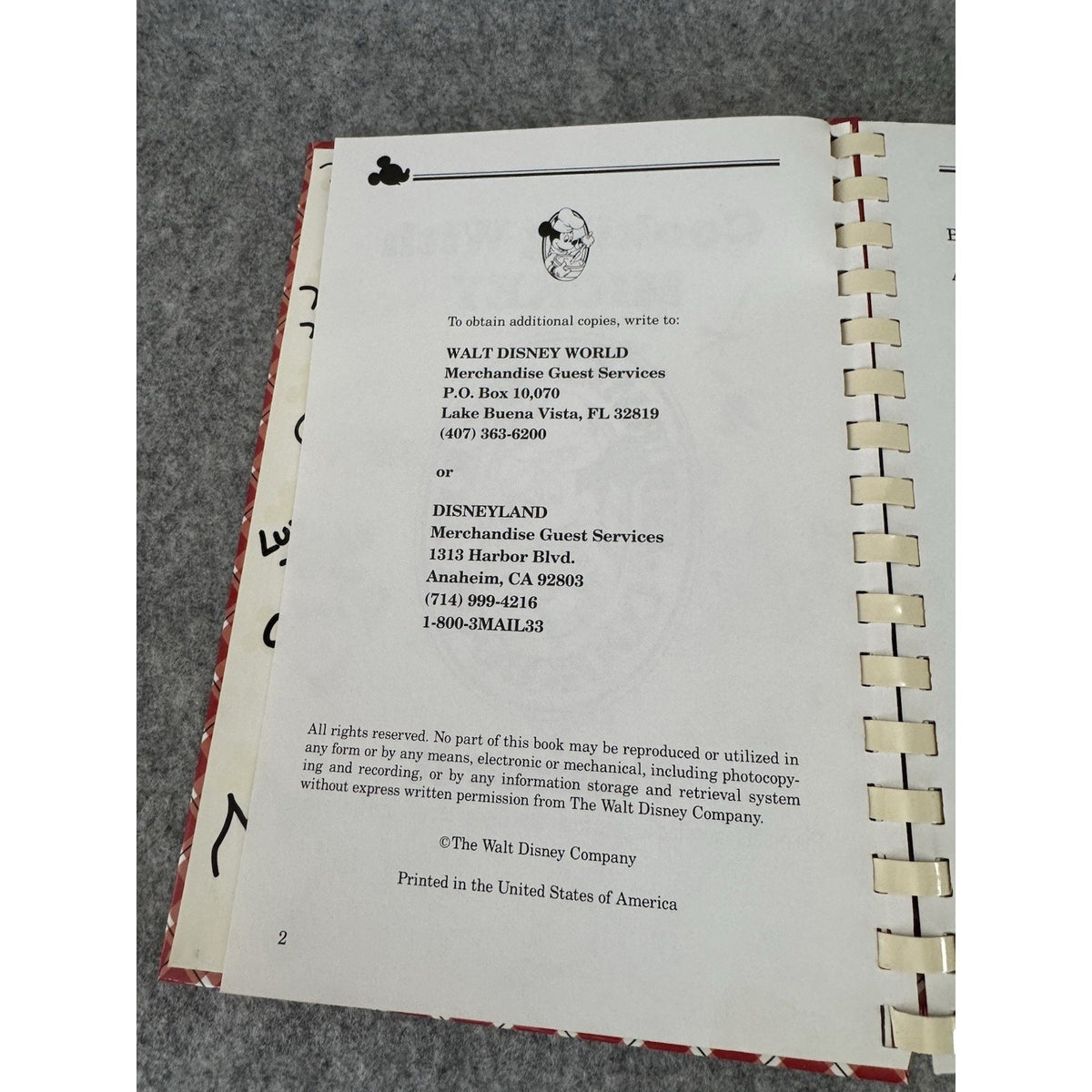 Cooking With Mickey Gourmet Cookbook Vol II Disney Signed Character Cookbook