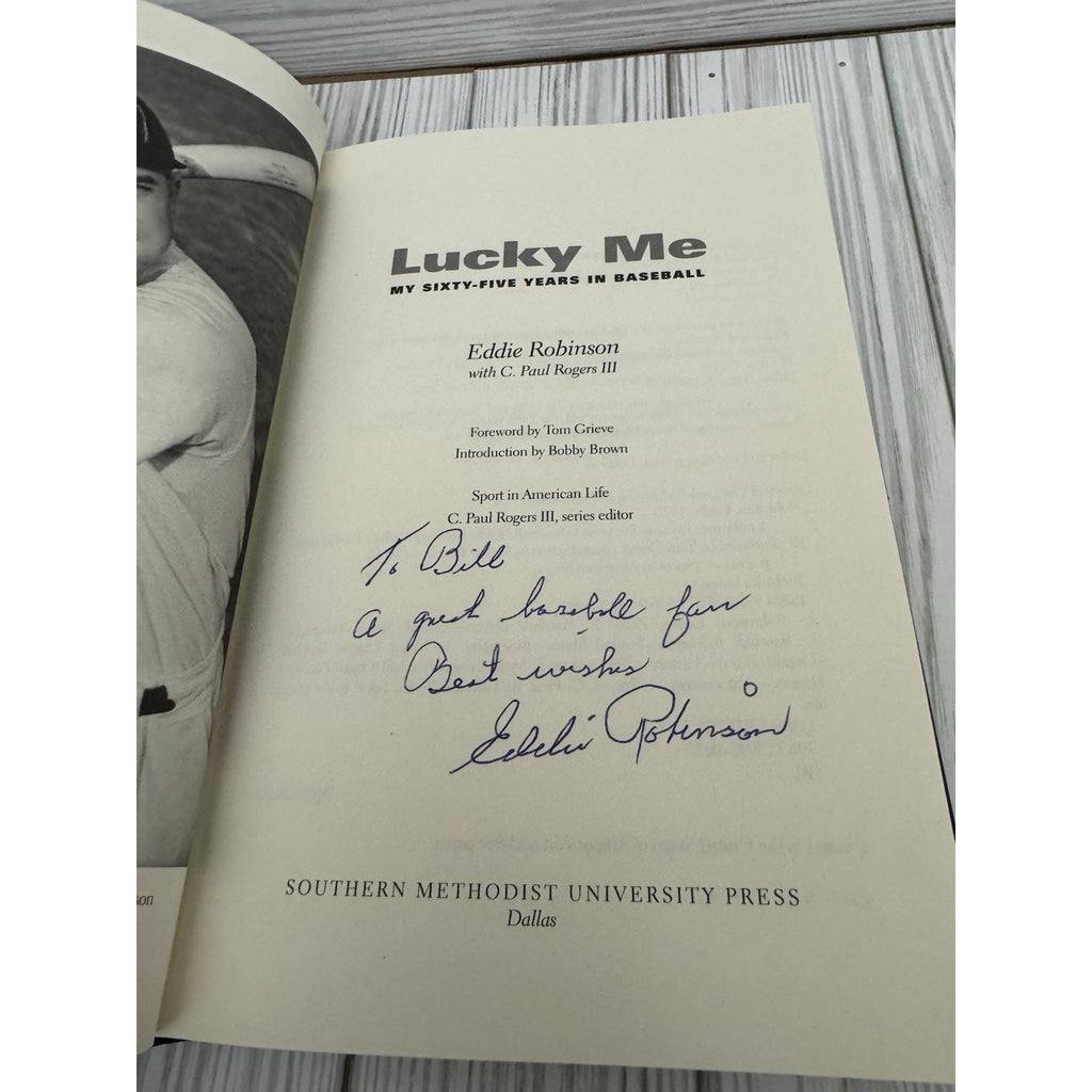 Lucky Me Eddie Robinson SIGNED 1st 2011 HC Baseball Autobiography