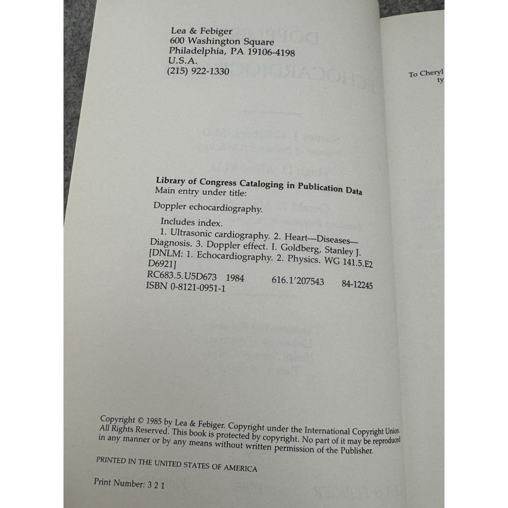 Doppler Echocardiography Stanley J. Goldberg 1985