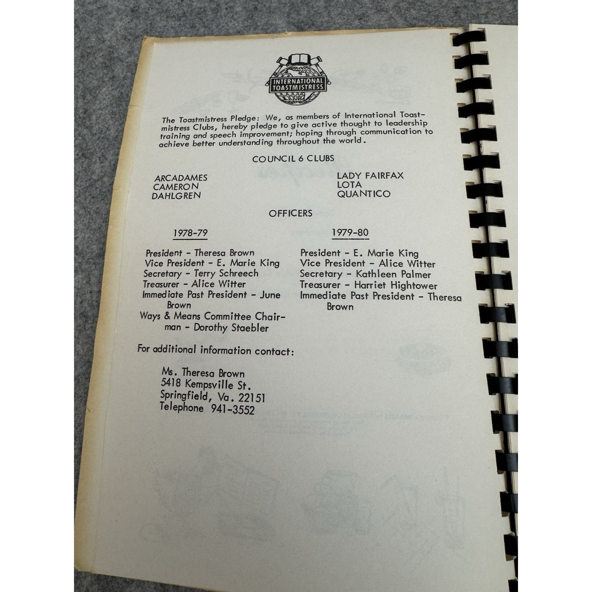 1979 Toastmistress Cooks’ Delight Council 6 Clubs Spiral Cookbook