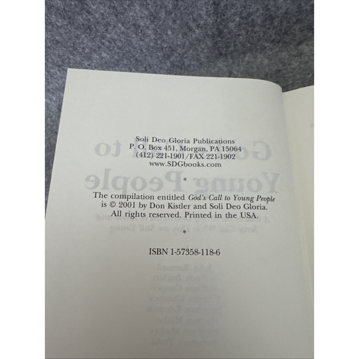 Gods call to young people by: Jonathan Edwards and others