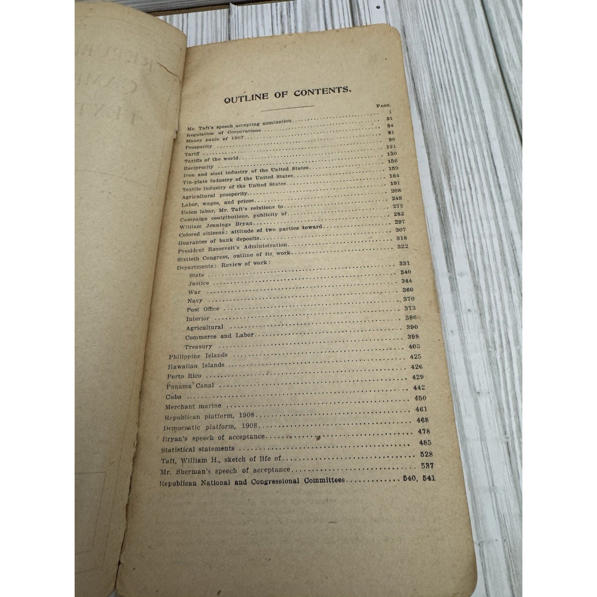 1908 Republican Campaign Text Book Taft Political Antique
