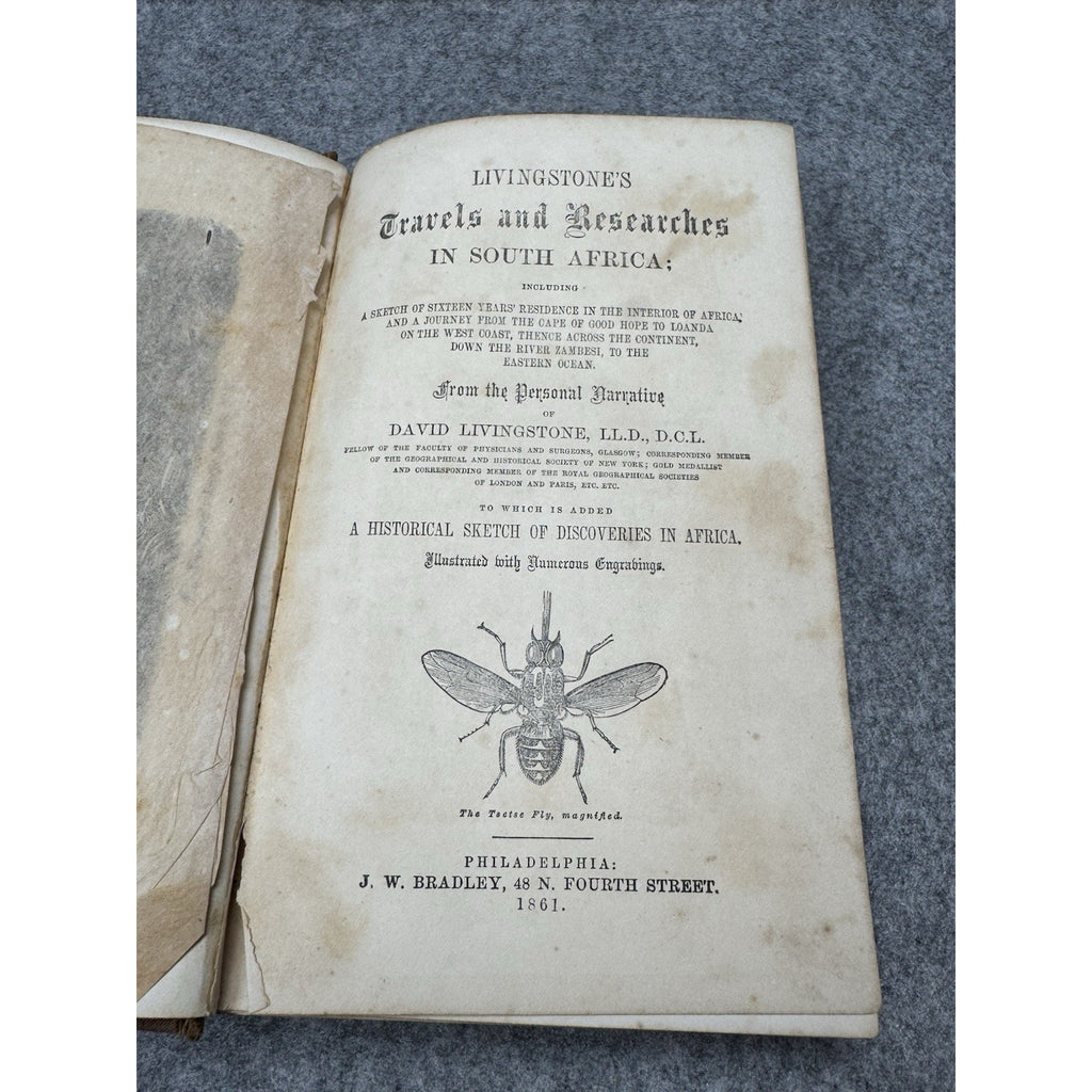 1861 Livingstone Travels Researches South Africa Illustrated Antique Book