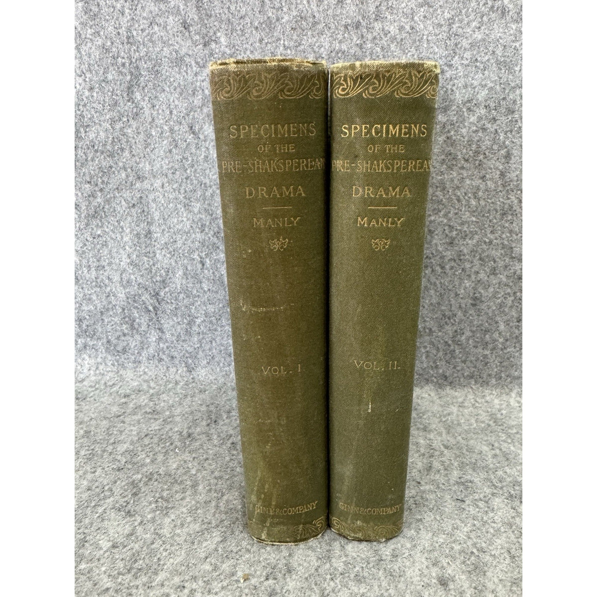 1897 Specimens of the Pre-Shaksperian Drama 2 Vol Set John M Manly HC